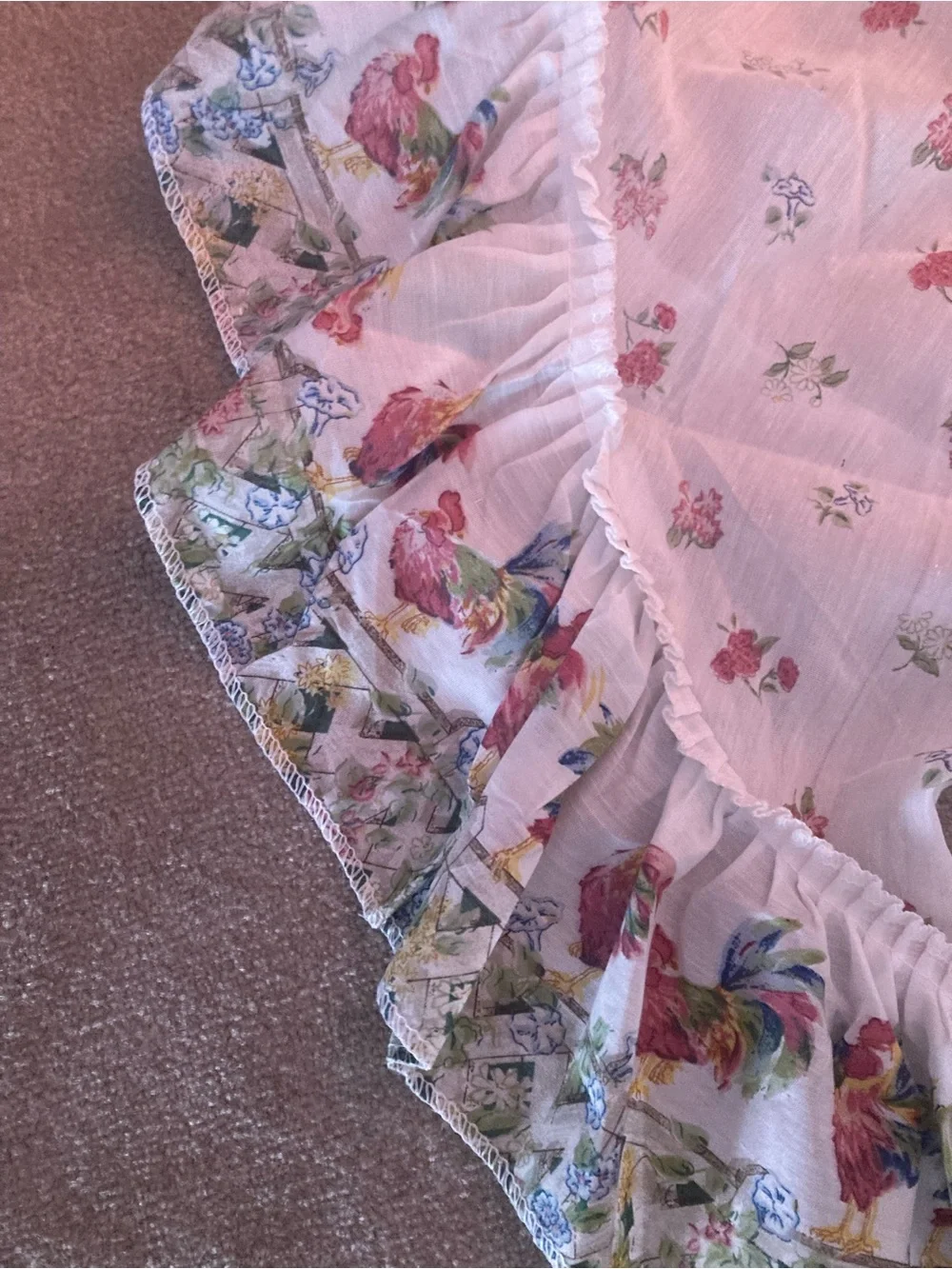 Ruffled Floral Curtain Valance in Soft Pink - Classic Country Style